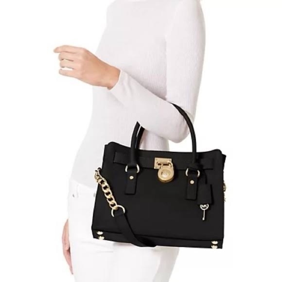 Michael Kors Hamilton Large NS Tote Black Leather - Picture 1 of 12